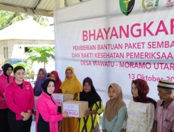Bhayangkari Daerah Sultra Salurkan Bantuan dan Layanan Kesehatan di Konsel